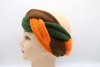 Stirnband und Ohrenwärmer für den Herbst oder Frühling weich und warm grün orange braun