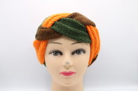 Stirnband und Ohrenwärmer für den Herbst oder Frühling weich und warm grün orange braun